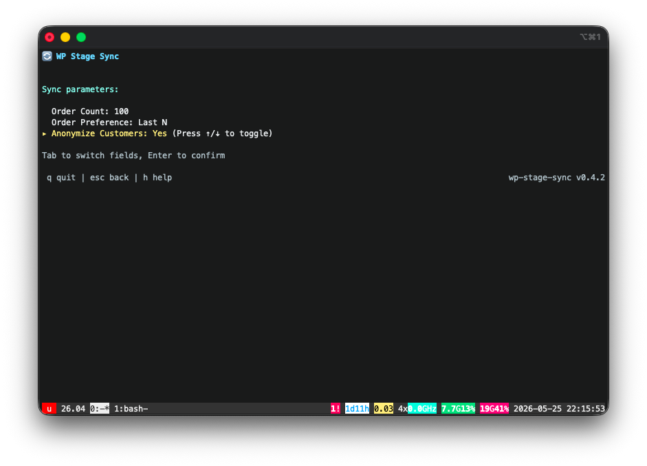 Sync parameters